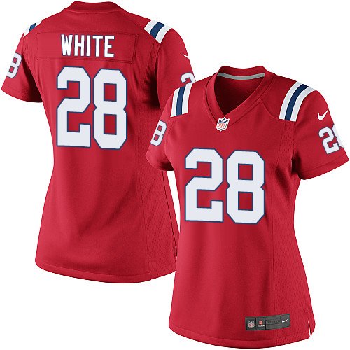 Women's Elite James White Nike Jersey Red Alternate - #28 NFL New England Patriots